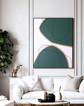 ZŁOTE KONTURY HARMONII  Ręcznie malowany obraz ze złotem 70x100 cm, Anna Jatczak Art