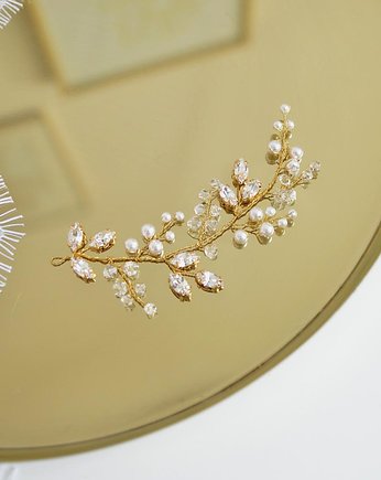 Złota gałązka z perłami Swarovskiego, Anelis Atelier