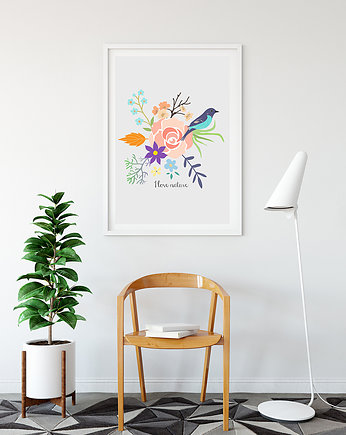 Plakat. Kwiaty i ptaki, Love Life and Forest