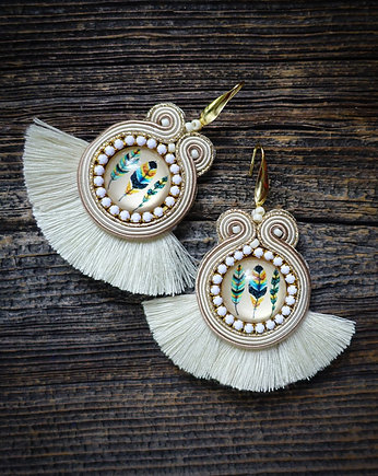 Boho kolczyki soutache, Mró Soutache
