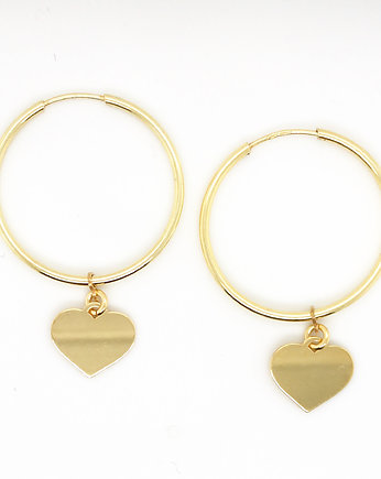 Kolczyki srebrne kółka z serduszkami, VENA Jewellery