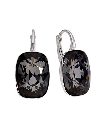 Srebrne kolczyki prostokąt czarny Swarovski, KOM Biżuteria