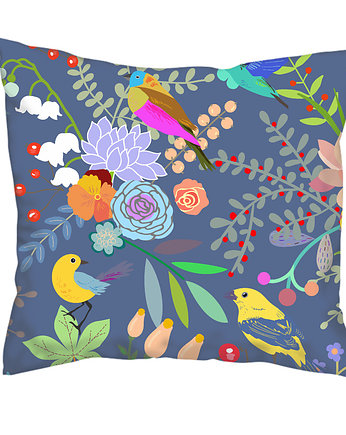 Poduszka full print, kwiaty i ptaki, Love Life and Forest