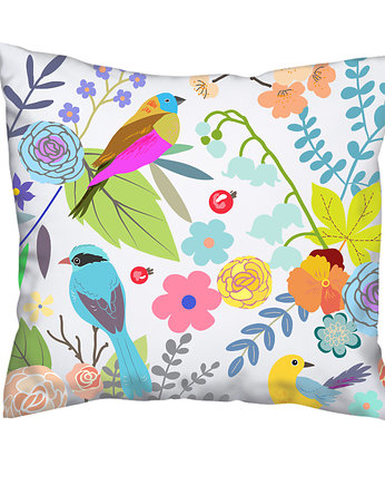 Poduszka full print, kwiaty i ptaki, Love Life and Forest
