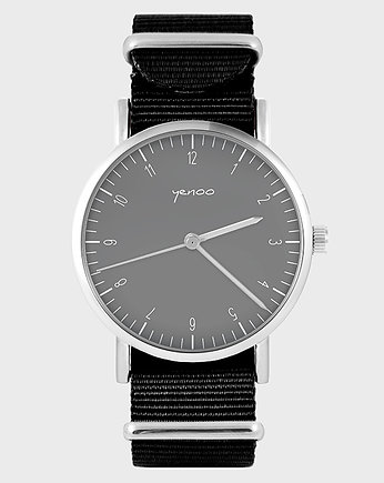 Zegarek - Simple, szary - czarny, nylonowy, yenoo