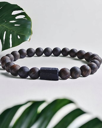 Bronzyt & turmalin : ochronna bransoletka : 8mm, kaktusia