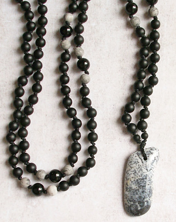 S A L E : UNIKAT: opal dendrytowy, onyks - naszyjnik, kaktusia