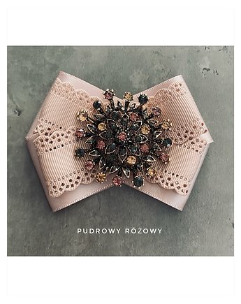 Brosza Exclusive z ażurową ozdobą z kryształkami NEW, Pudrowy Różowy