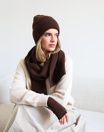 Czapka Merino&cashmere czekoladowa, Lucky HandMade