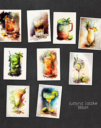 Drinki - zestaw 9 grafik, JBJart Justyna Jaszke