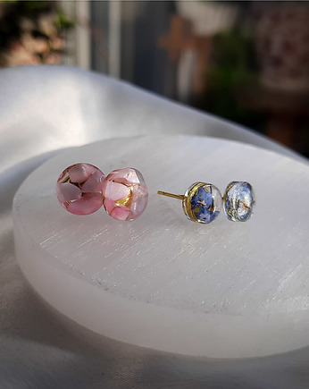 Podwójne kolczyki kwarc/niezapominajki, Figa handmade accessories