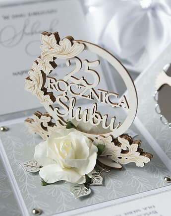 25 rocznica ślubu, srebrne gody, exploding box, kartka 3d, Papiernik