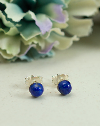 Kolczyki sztyfty lapis lazuli 5mm  srebro 925, Yamira Art Studio