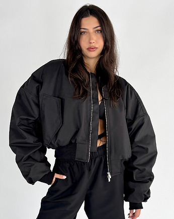 Krótka kurtka typu bomber czarna, REST Factory