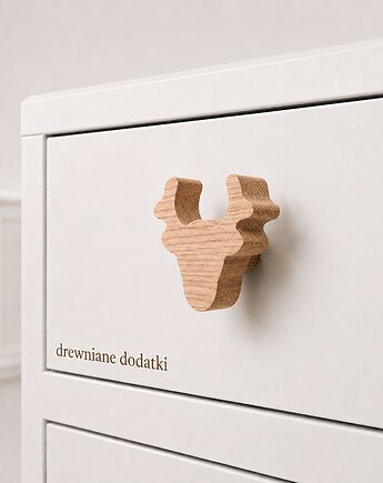 Drewniane gałki do mebli, łoś, dąb, leśne zwierzęta, Drewniane dodatki