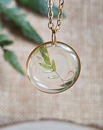 Wisiorek z rośliną prawdziwa roślina złoty naszyjnik, zkwiatem