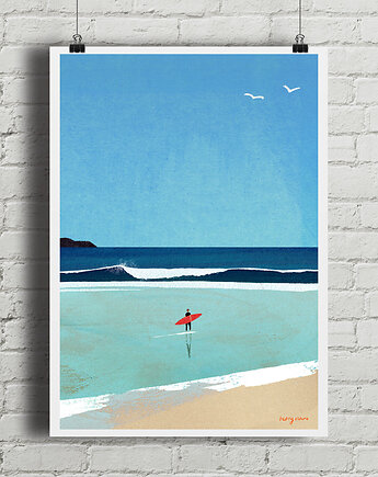 Poranny surfing - plakat surferski, minimalmill