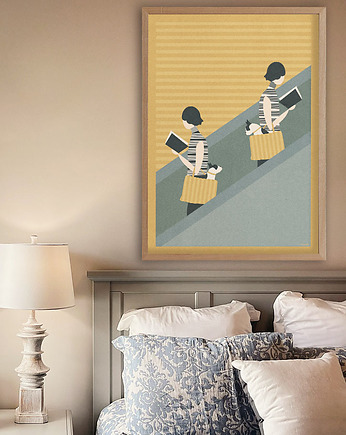 Spotkanie na schodach - plakat fine art, minimalmill