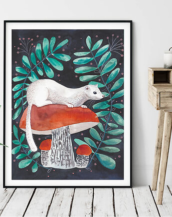 White Weasel ilustracja drukowana, muamua design