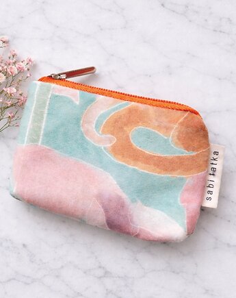 Welurowy portfel card holder  Akwarela, sabi tatka