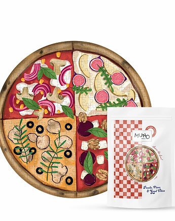 Puzzle 500 okrągłe "Pizza Wege" by Gosia Zych w eco woreczku, MUNO puzzle