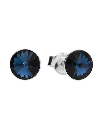 Małe kolczyki sztyfty granatowe oczka Swarovski, KOM Biżuteria