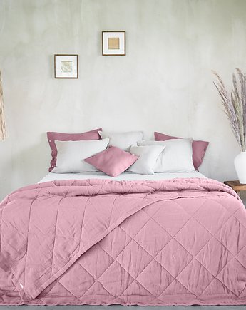 Lniana Narzuta Pikowana DUSTY PINK, so linen!