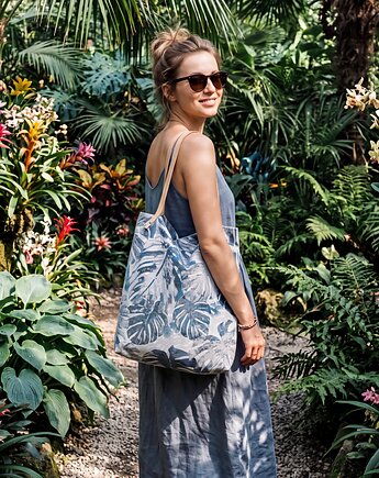 Torba tote XXL - print, monstera, PRACOWNIA 166