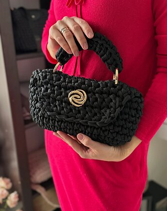 Torebka Craftbags - czarna z rączką i złotymi elementami, Craftbags