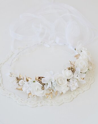 Wianek komunijny dla dziewczynki złoto biel, Petite Dame