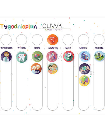 Magnetyczny TygodnioPlan dzieka samoprzylepny na ścianę- zestaw podstawowy, Planu