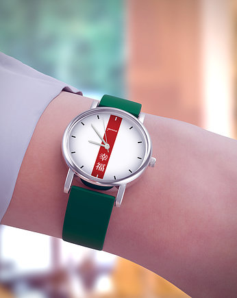 Zegarek  mały - Szczęście - silikonowy, zielony, yenoo