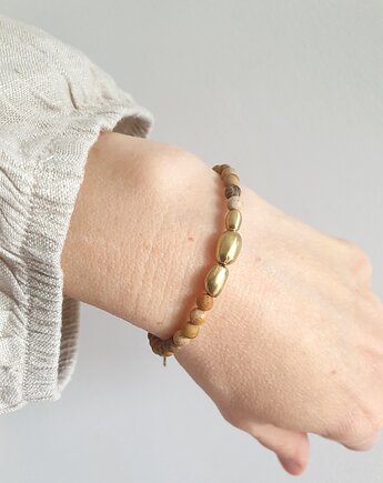 Bransoletka ZEN jaspis obrazkowy, mosiądz