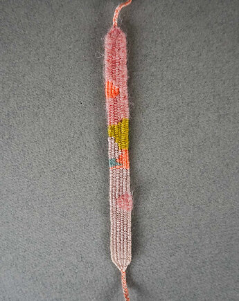 Kolorowa bransoletka tkana z muliny i włóczki na sznurku, Słońcem Tkane