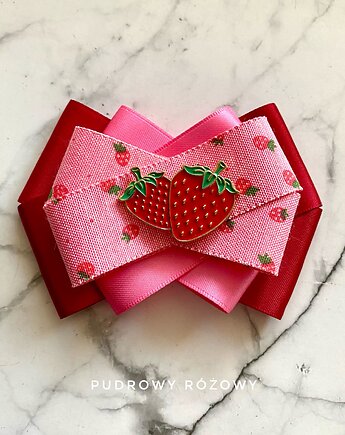 Brosza z Truskawkami Kolekcja Limitowana  FRUIT Nowość, Pudrowy Różowy