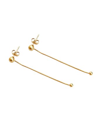 Cieniutka żmijka z kuleczką - kolczyki sztyfty z pozłacanej stali szlachetnej, Kulka Bransoletki