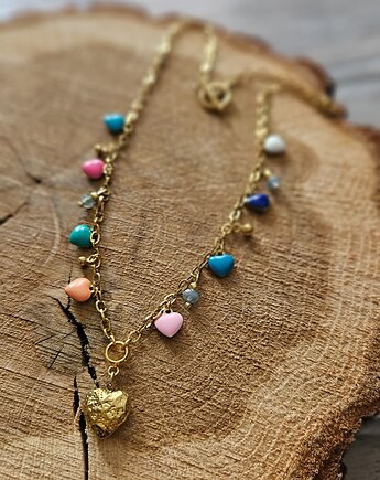 Naszyjnik z akwamarynem i serduszkami, REVEAL