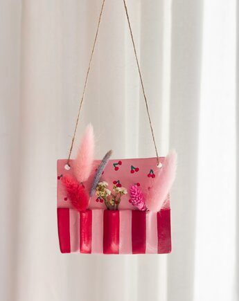 Dekoracja ścienna wazon z gliny suszone kwiaty, Suszony & Co.