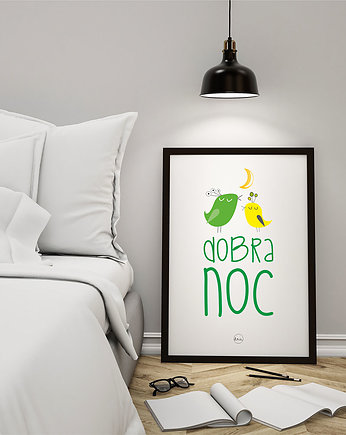 Plakat z ptaszkami. Dobranoc, Love Life and Forest