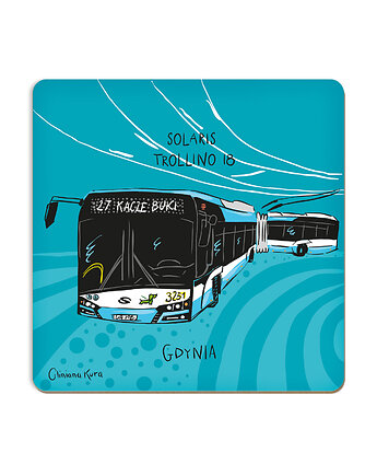 Podkładka pod kubek Gdynia Trolejbus Solaris Trollino 18M, Gliniana Kura