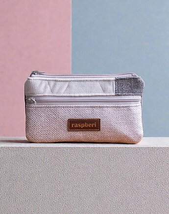 Jasnoszary portfel damski, raspberi