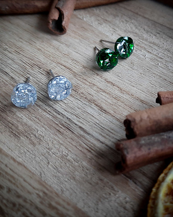Podwójne kolczyki z brokatem, Figa handmade accessories