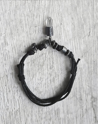 Bransoleta srebro bawełna i kryształ górski M25-1, RA