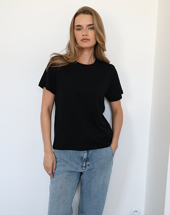 T-shirt Close merino czarny, Lucky HandMade