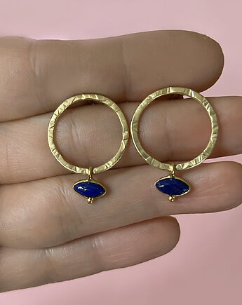 Kolczyki Plates Blue - srebro 925 pokryte 24k złotem, Friedman Jewelry