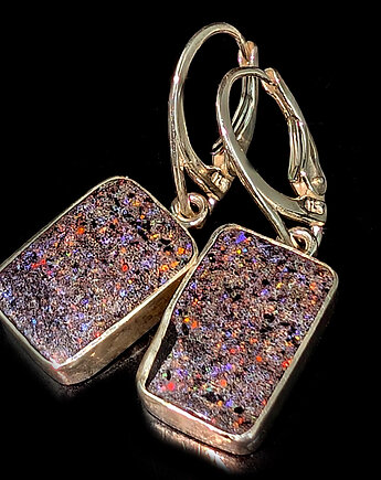 Kolczyki srebrne kosmos nad Australią- opale, Pracownia Neores