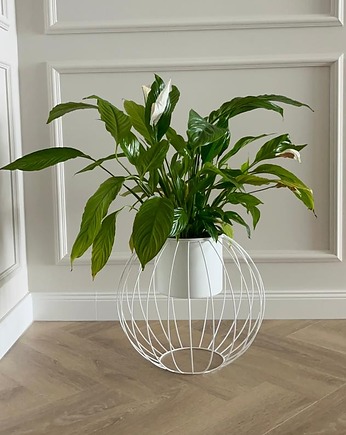 Kwietnik metalowy loft design Ball Biały śr. 43cm, Metalovestudio