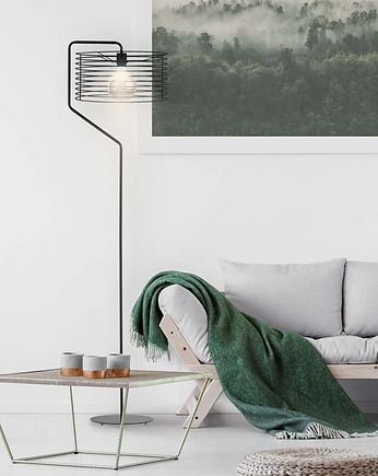 Czarna lampa stojąca do salonu w stylu loft TOMAR LOFT, lampy loftowe LYSNE LOFT