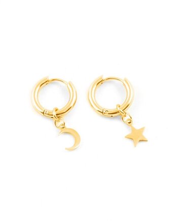 Midnight - kolczyki koła ze stali szlachetnej pozłacanej, Kulka Bransoletki