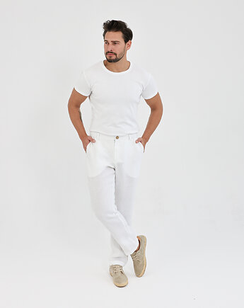 Lniane spodnie SUNSET  pure white, so linen!